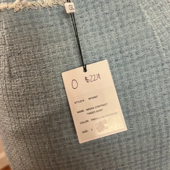 Generation Love Nessa Contrast Tweed Skirt French Blue Cream NWT - Picture 9 of 12